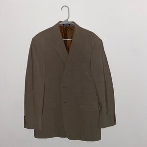 Tan wool blazer going out business casual suit jacket formal button up retro top